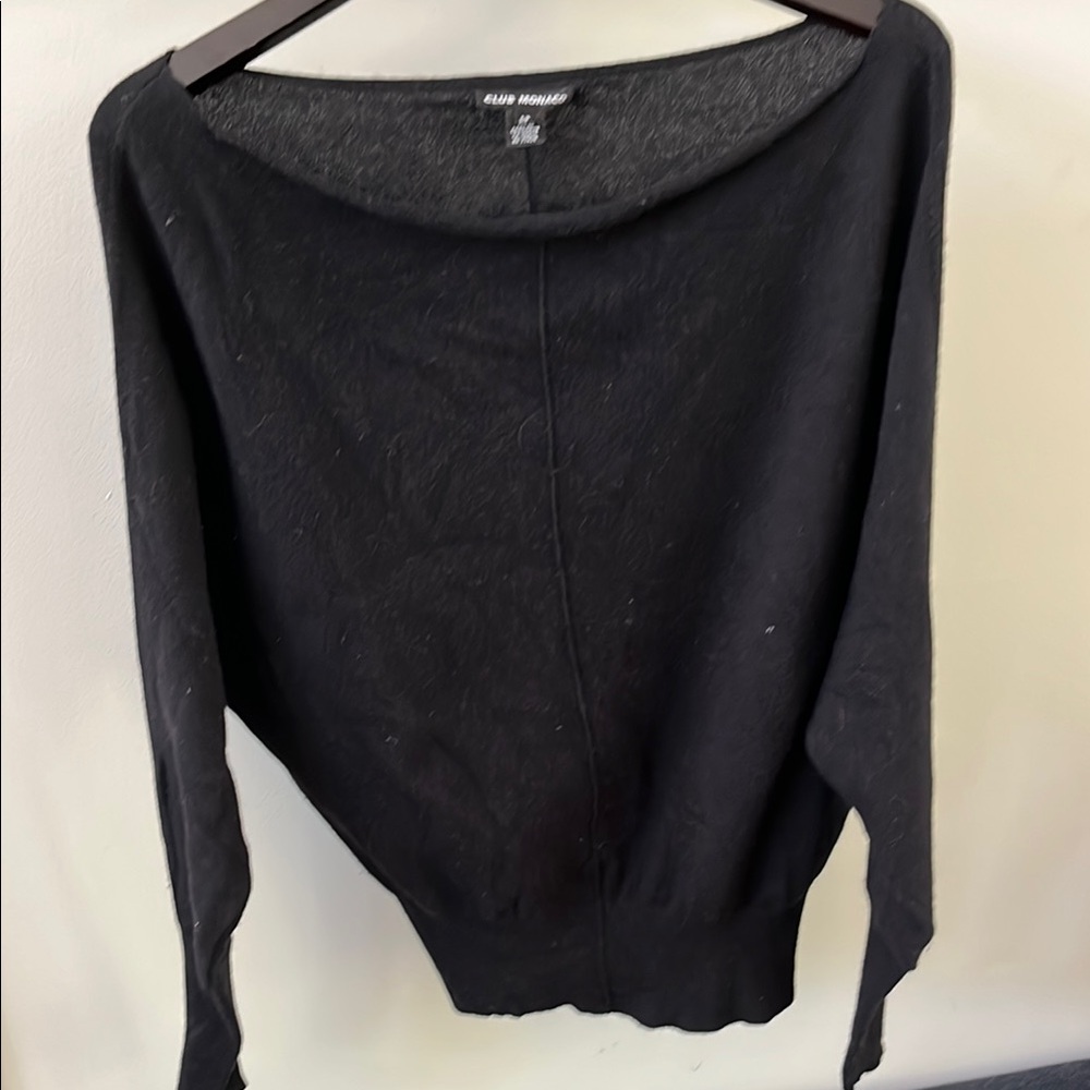 Club Monaco Black Off-the-Shoulder Sweater